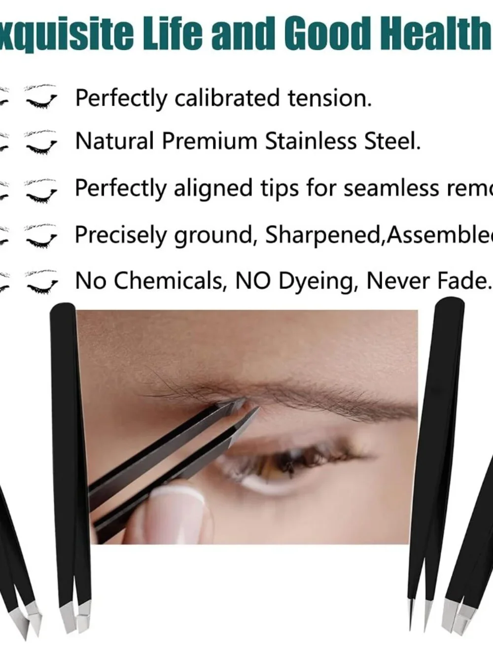 4 Pieces +1] Tweezers Set with Travel Case for Women & Men | Plucker for Facial